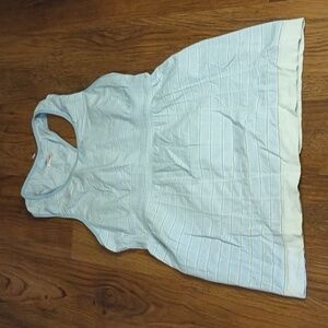 Lululemon Light Blue Silver Glitter Stripe Fitted Waist Tank Top QQQ